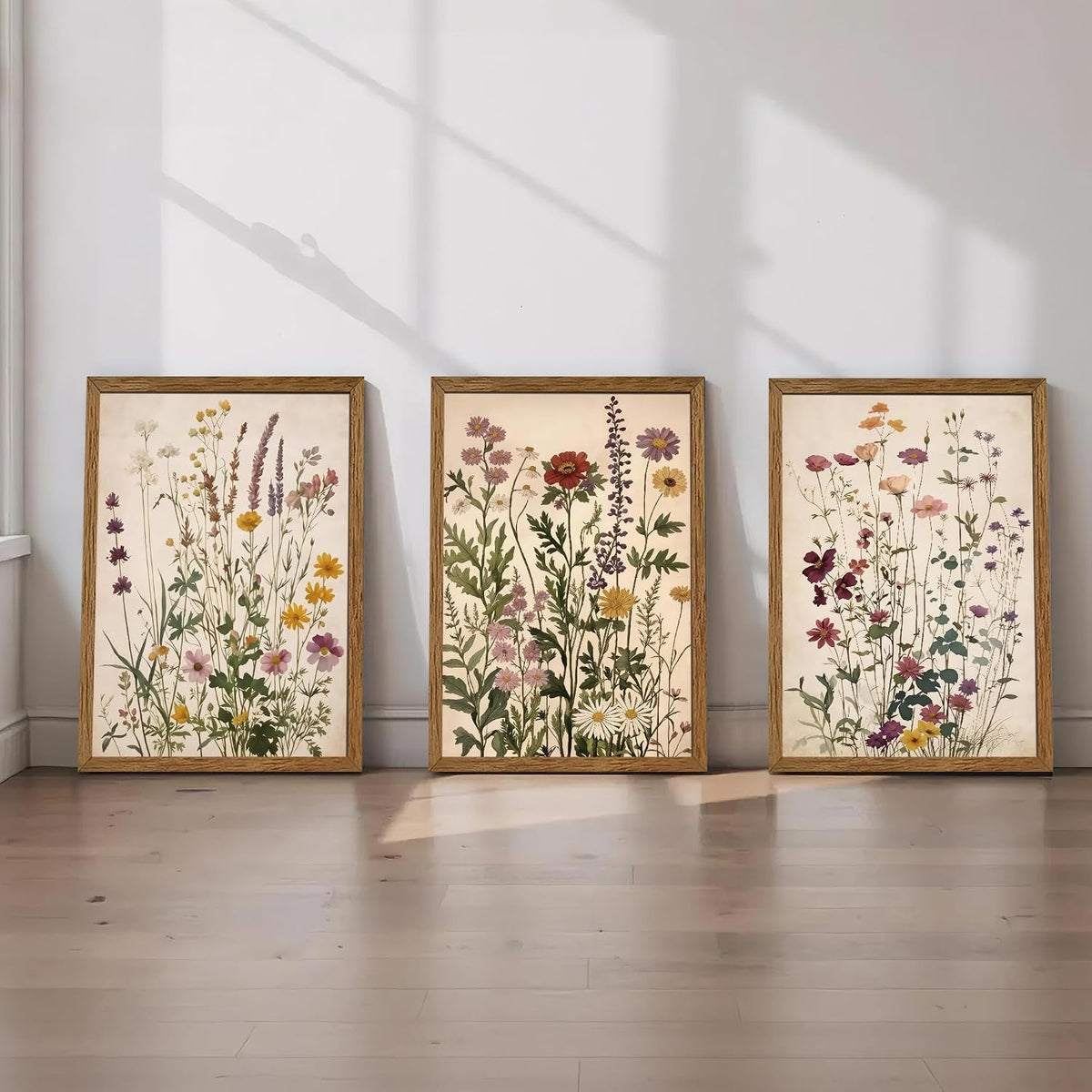 Triptych Botanical Wall Art Set of 3 Framed Canvas, 16x24 in – image 3