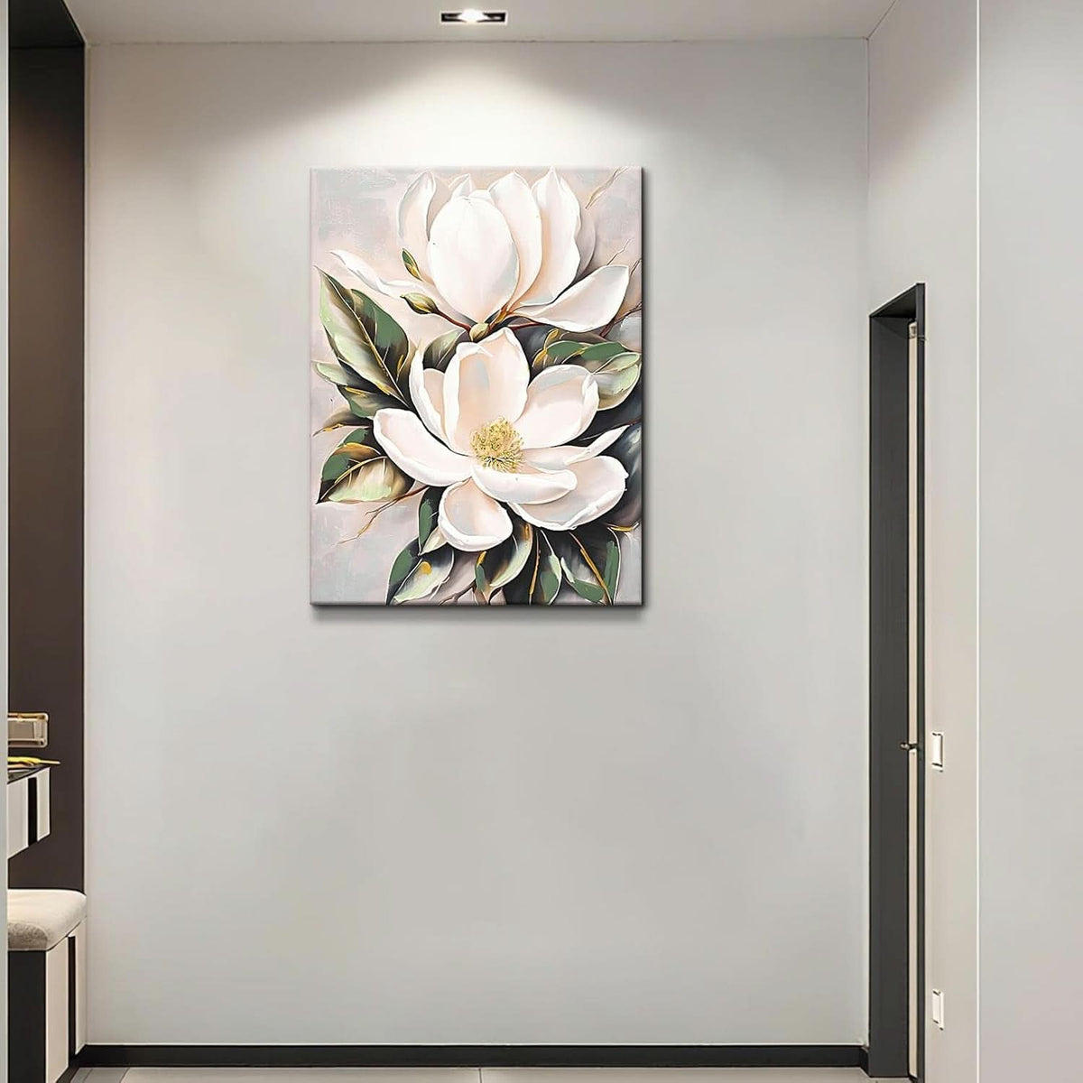 Flower Floral Wall Art 24x32 White Canvas for Living Room – image 7
