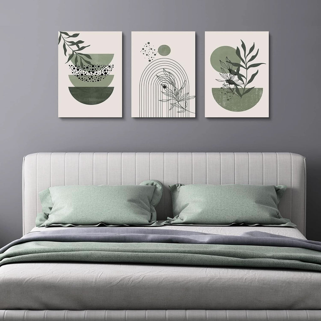 Boho Botanical Wall Art Set of 3 Framed Sage Green, 12x16 in – image 3