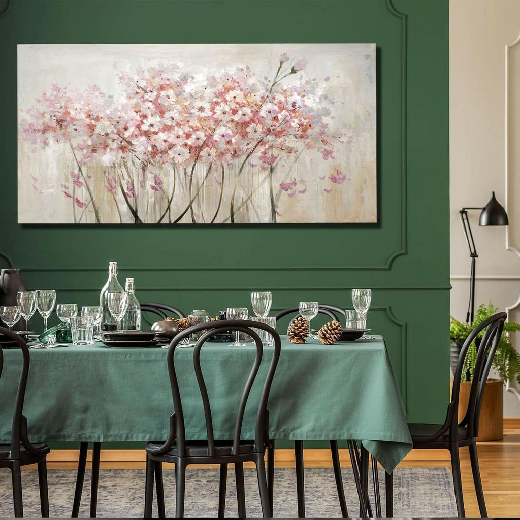 Floral Wall Art 24x48 Framed White Canvas for Living Room – image 7