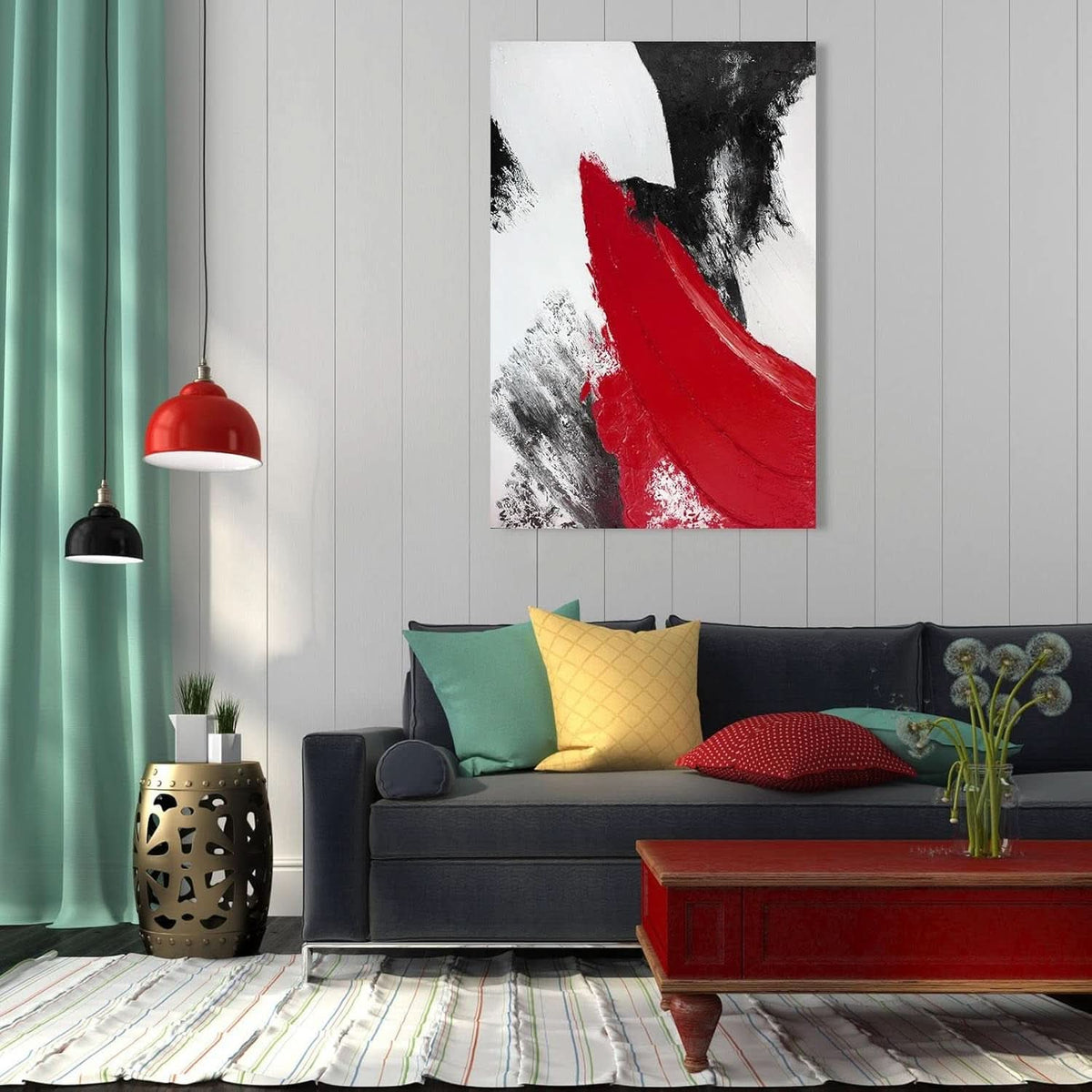 Abstract Wall Art 24x36 Red Canvas for Living Room – image 4
