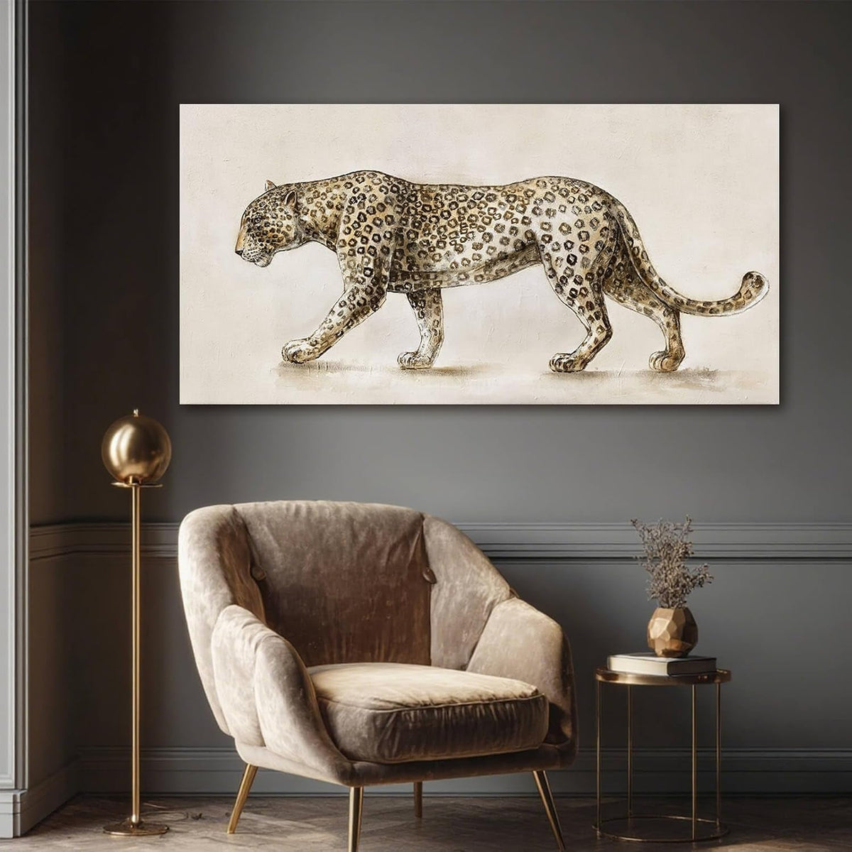 Leopard Wall Art 20x40 Gray Neutral Canvas for Living Room – image 6