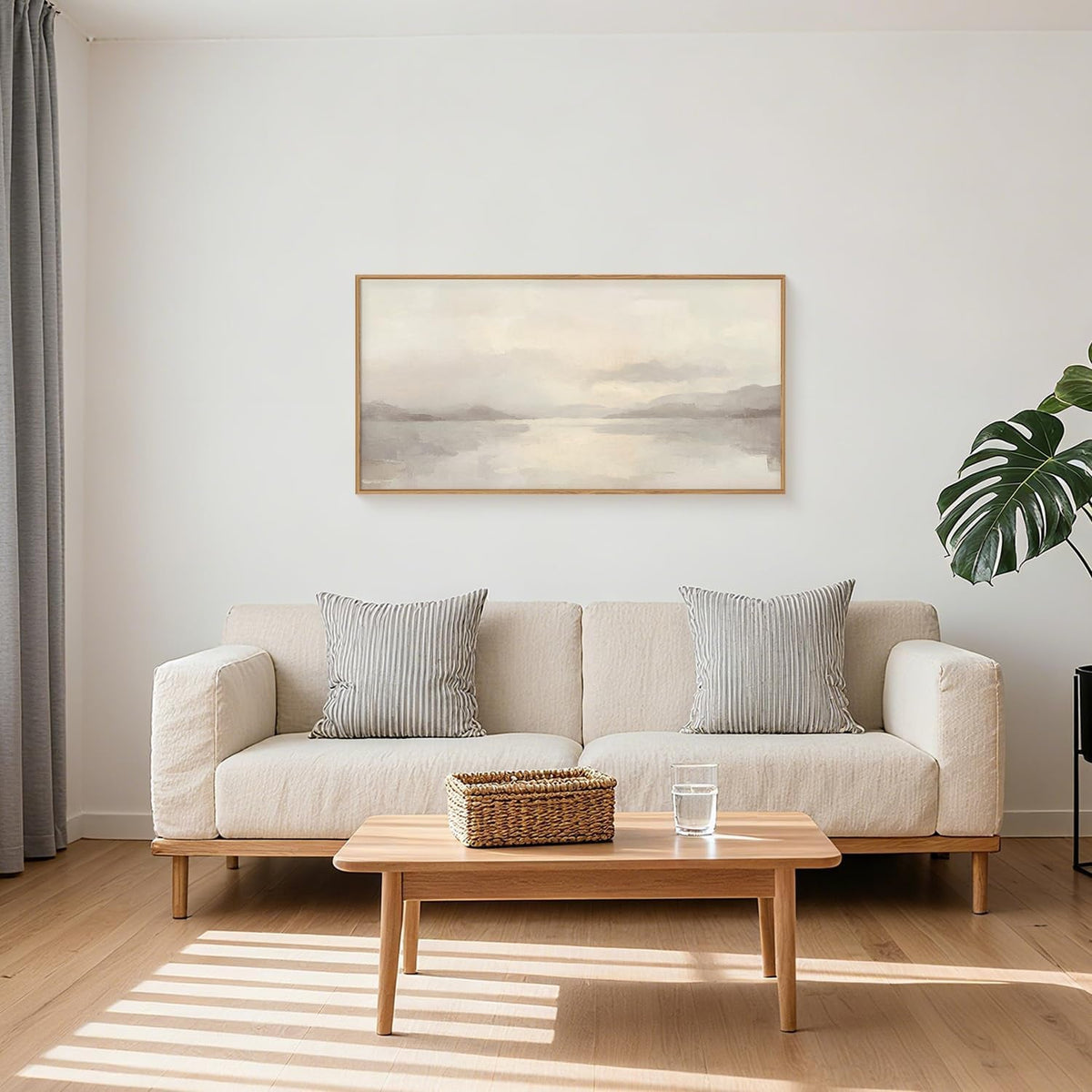 Pastel Canvas Wall Art Set of 3 Framed Beige, 16x24 in – image 2
