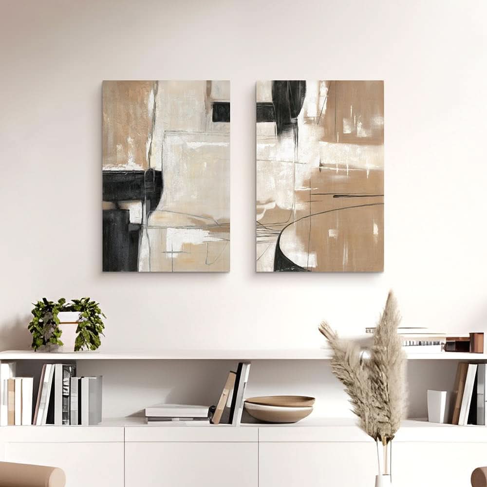 Abstract Wall Art Black Brown Canvas for Living Room – image 2
