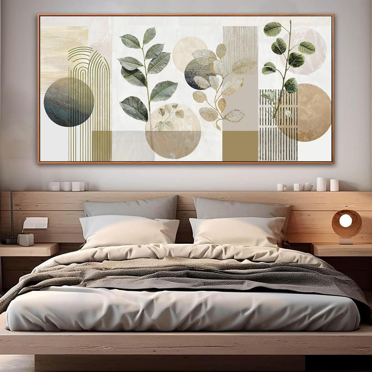 Boho Wall Art 29x58 Hand-Painted Emerald Green for Living Room – image 6