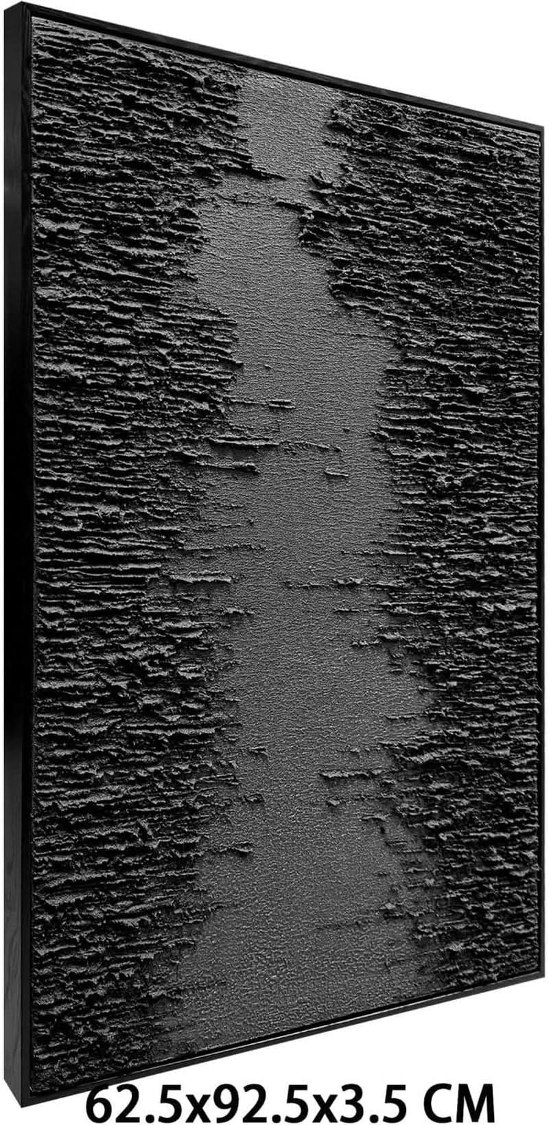 Textured Canvas Wall Art 24x36 Hand-Painted Framed Black – image 2