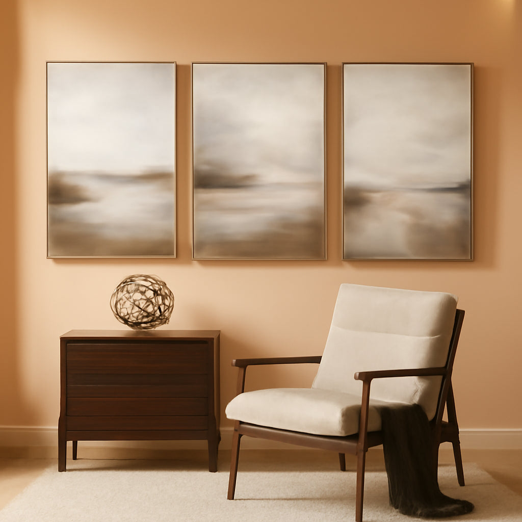 Abstract Landscape Wall Art 24x36 Neutral Canvas for Bedroom – main view