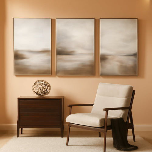 Abstract Landscape Wall Art 24x36 Neutral Canvas for Bedroom – main view