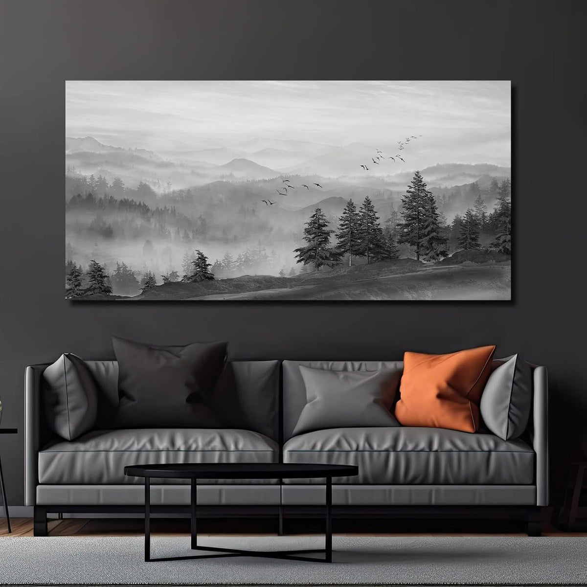 Mountain Graystone Landscape Wall Art 24x48 Canvas – image 7