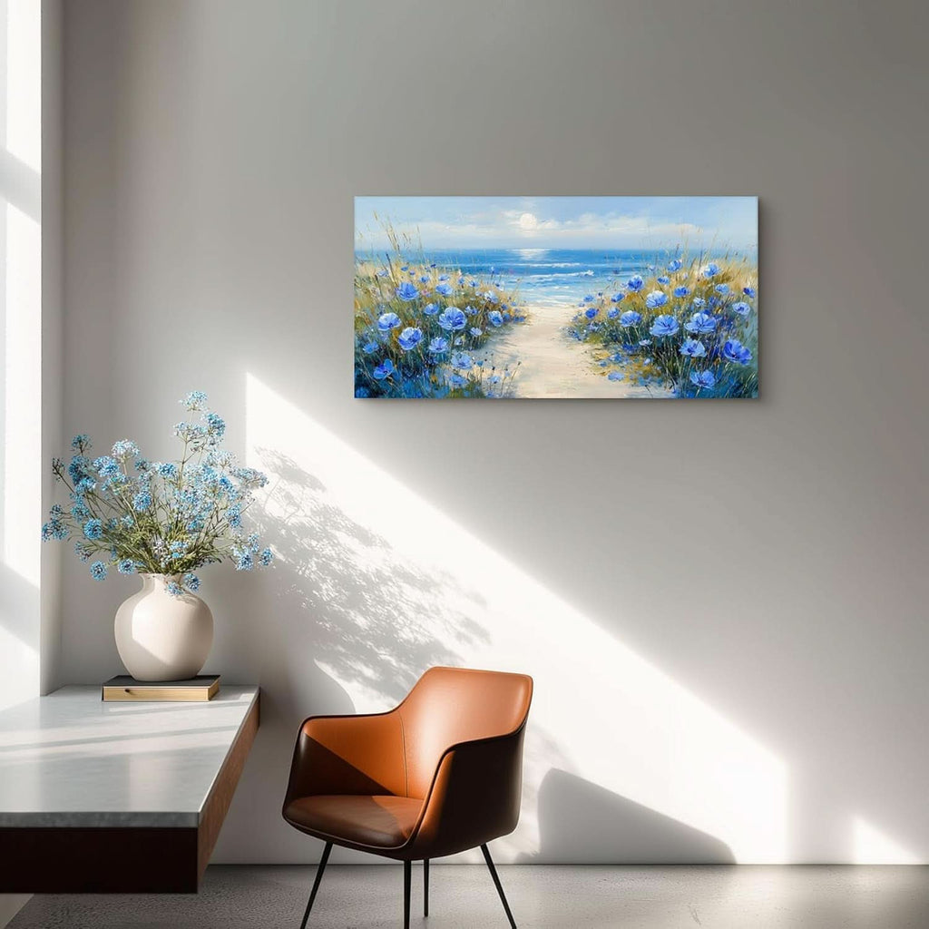 Oceanic Coastal Wall Art 20x40 Blue Cerulean Canvas – image 3