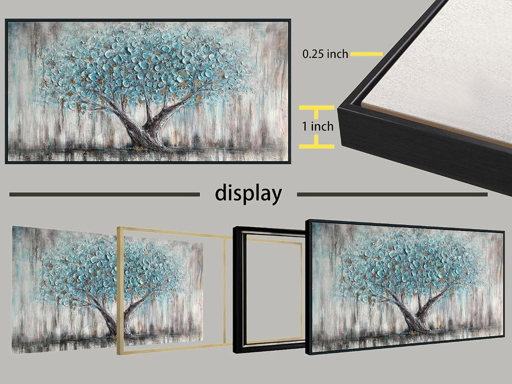 Tree of Life Landscape Wall Art 58x29 Framed Teal Canvas – image 7