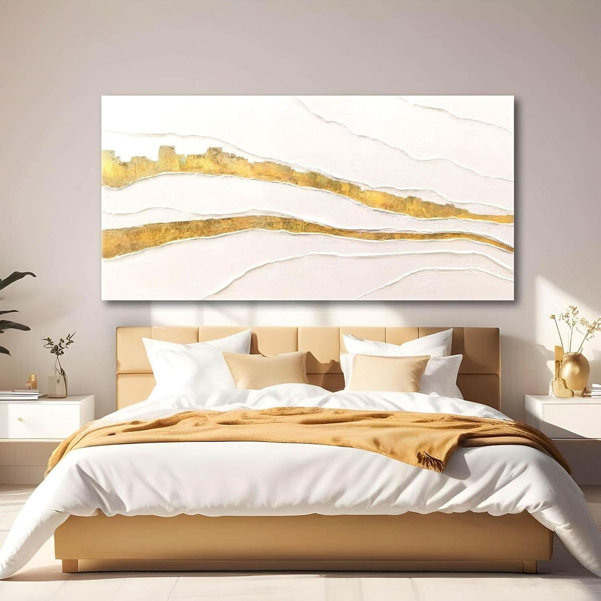 Goldfoil Luxuriously Gold Wall Art 29x58 Hand-Painted Canvas – image 3
