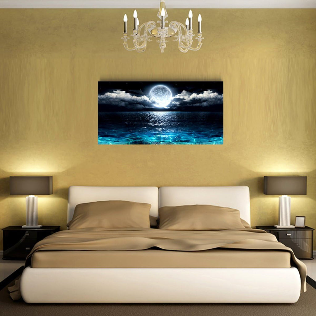 Ocean Moonlit Coastal Wall Art Canvas for Living Room – image 4