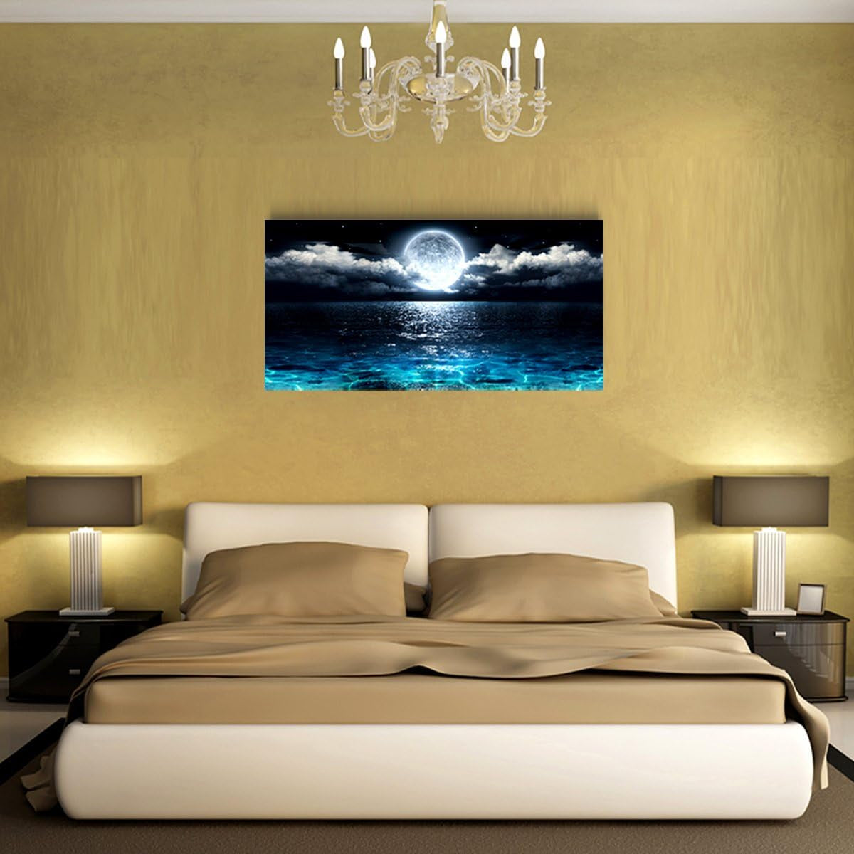 Ocean Moonlit Coastal Wall Art Canvas for Living Room – image 4