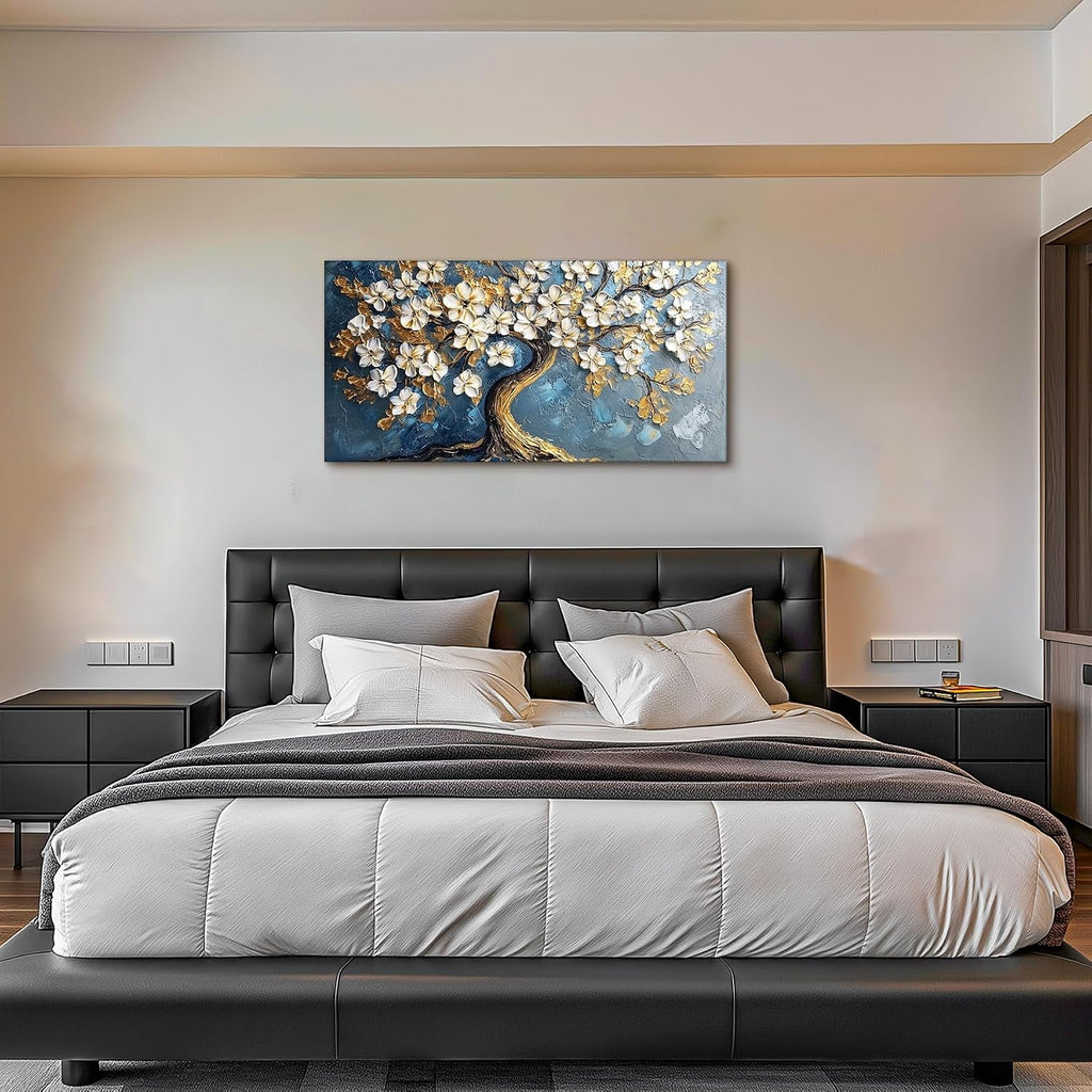 Tree of Life Landscape Wall Art Extra Large Navy Blue Canvas – image 2