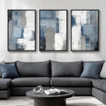 Modern Wall Art Set of 3 Blue Grey Canvas, 20x30 in – main view