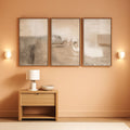 Ocean Wave Coastal Wall Art Set of 3 Framed Gray Tan Canvas, 24x36 in – main view
