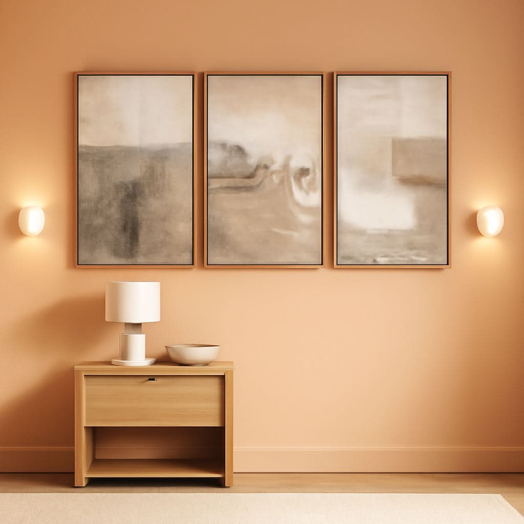 Ocean Wave Coastal Wall Art Set of 3 Framed Gray Tan Canvas, 24x36 in – main view