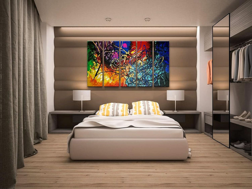 Heart Abstract Wall Art Set of 5 Extra Large Hand-Painted Canvas – image 2