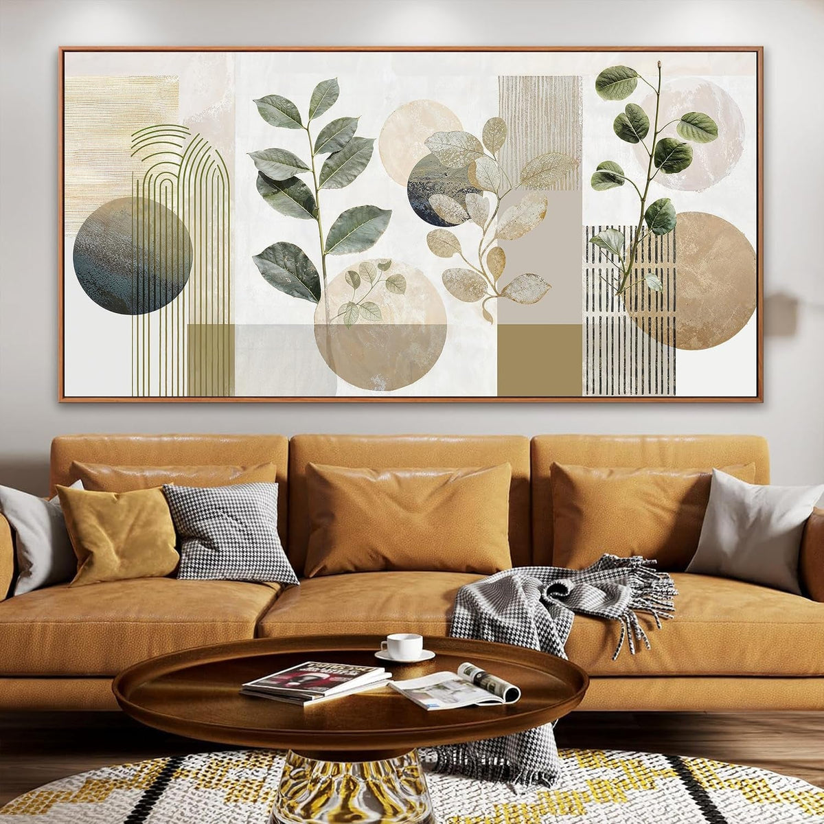 Boho Wall Art 29x58 Hand-Painted Emerald Green for Living Room – image 4