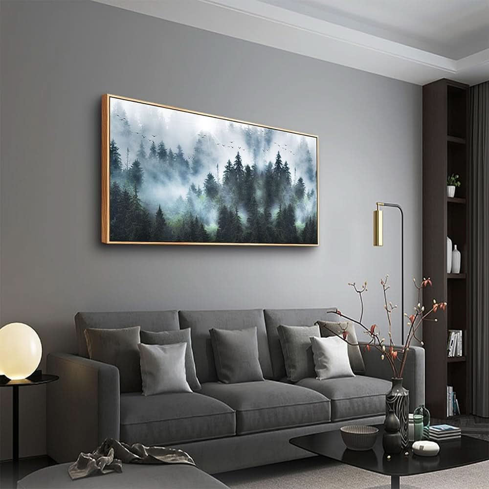 Forest Artisan Fog Landscape Wall Art 24x48 Framed Canvas – image 3
