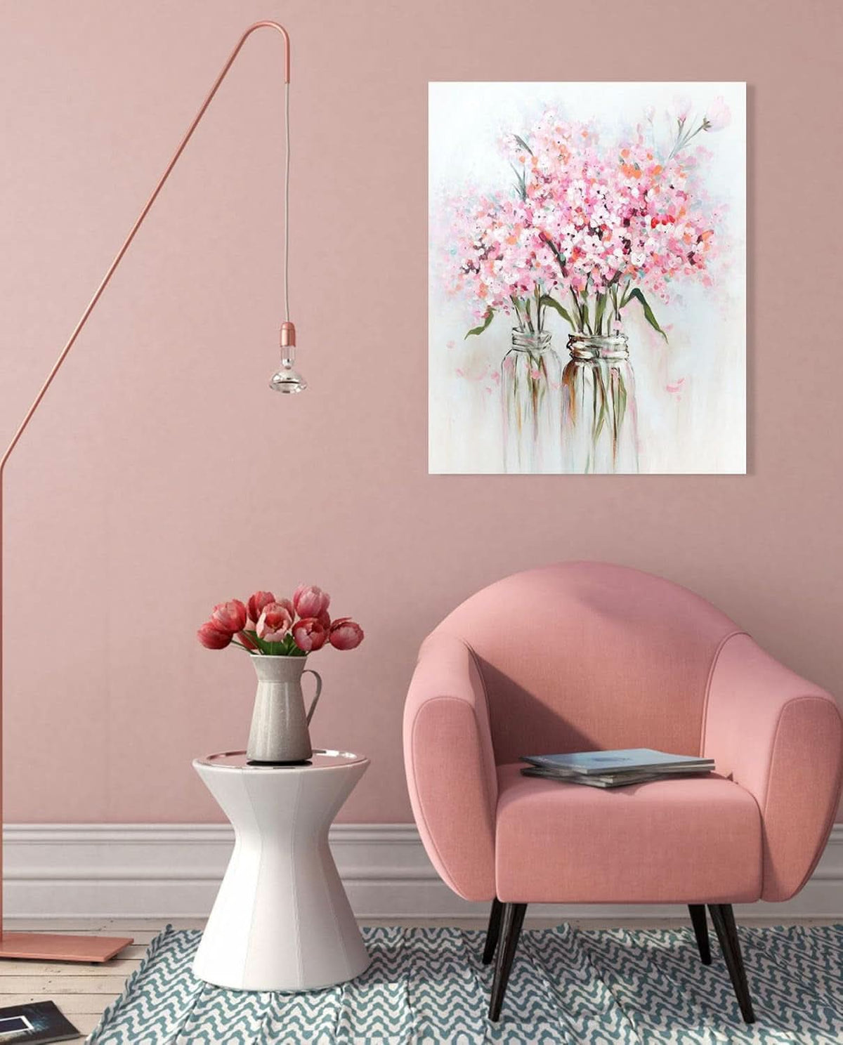 Flower Bouquet Abstract Floral Wall Art 24x30 Pink Canvas – image 4