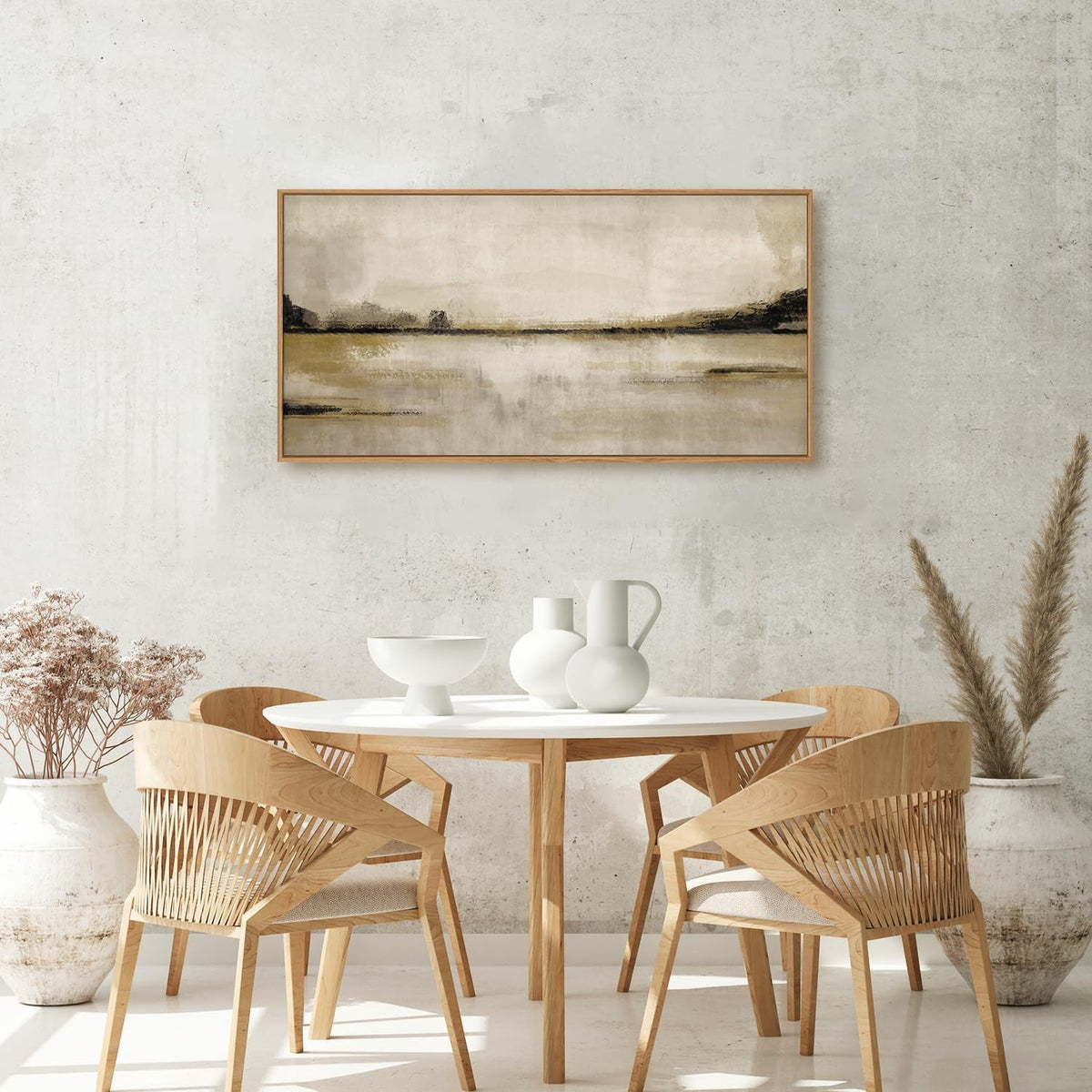 Landscape Wall Art 40x20 Framed Neutral Canvas for Living Room – image 4