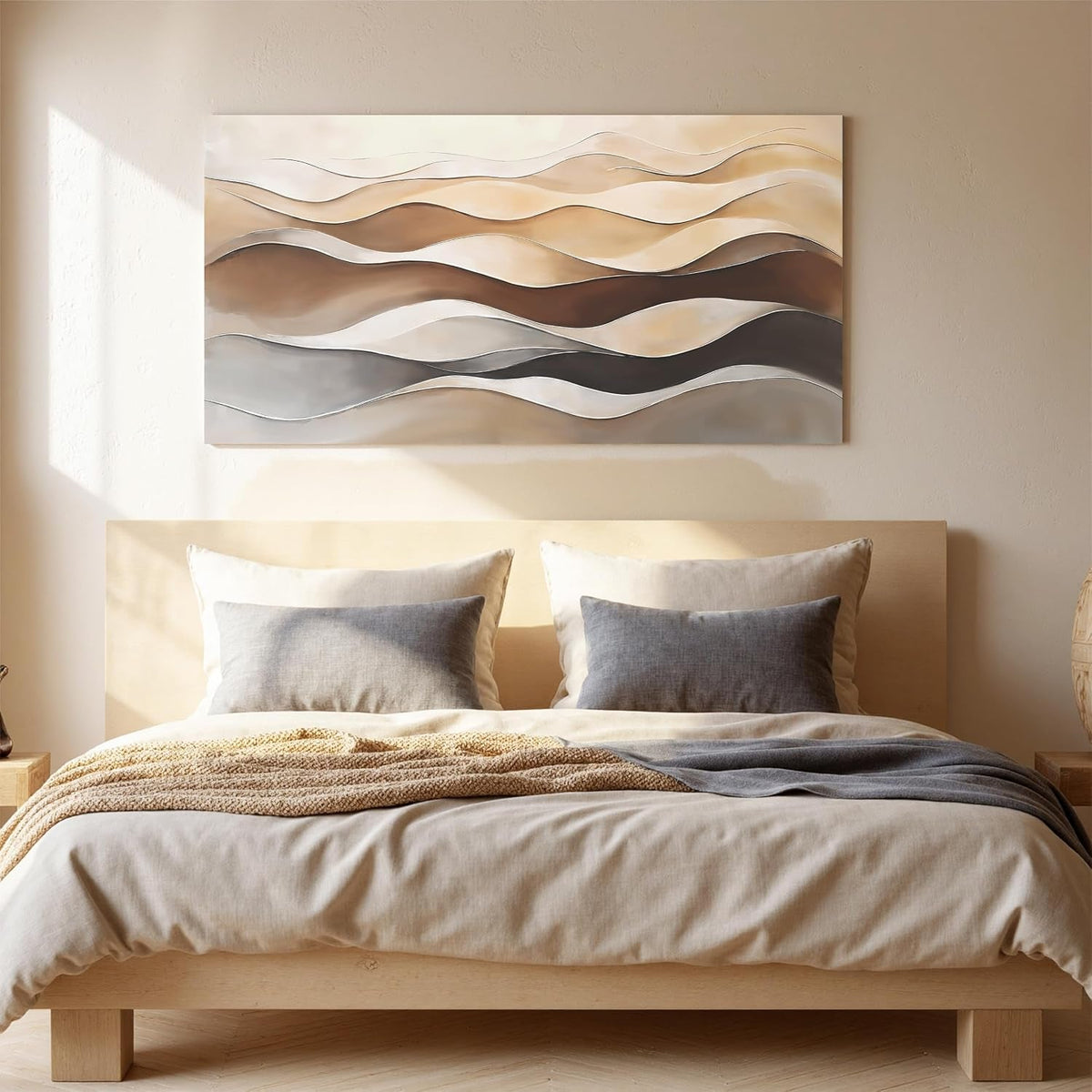 Abstract Wall Art 20x40 White Brown Canvas for Living Room – image 2