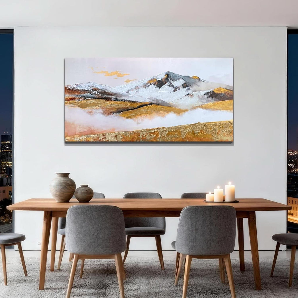 Mountain Golden Landscape Wall Art 48x24 Hand-Painted – image 6