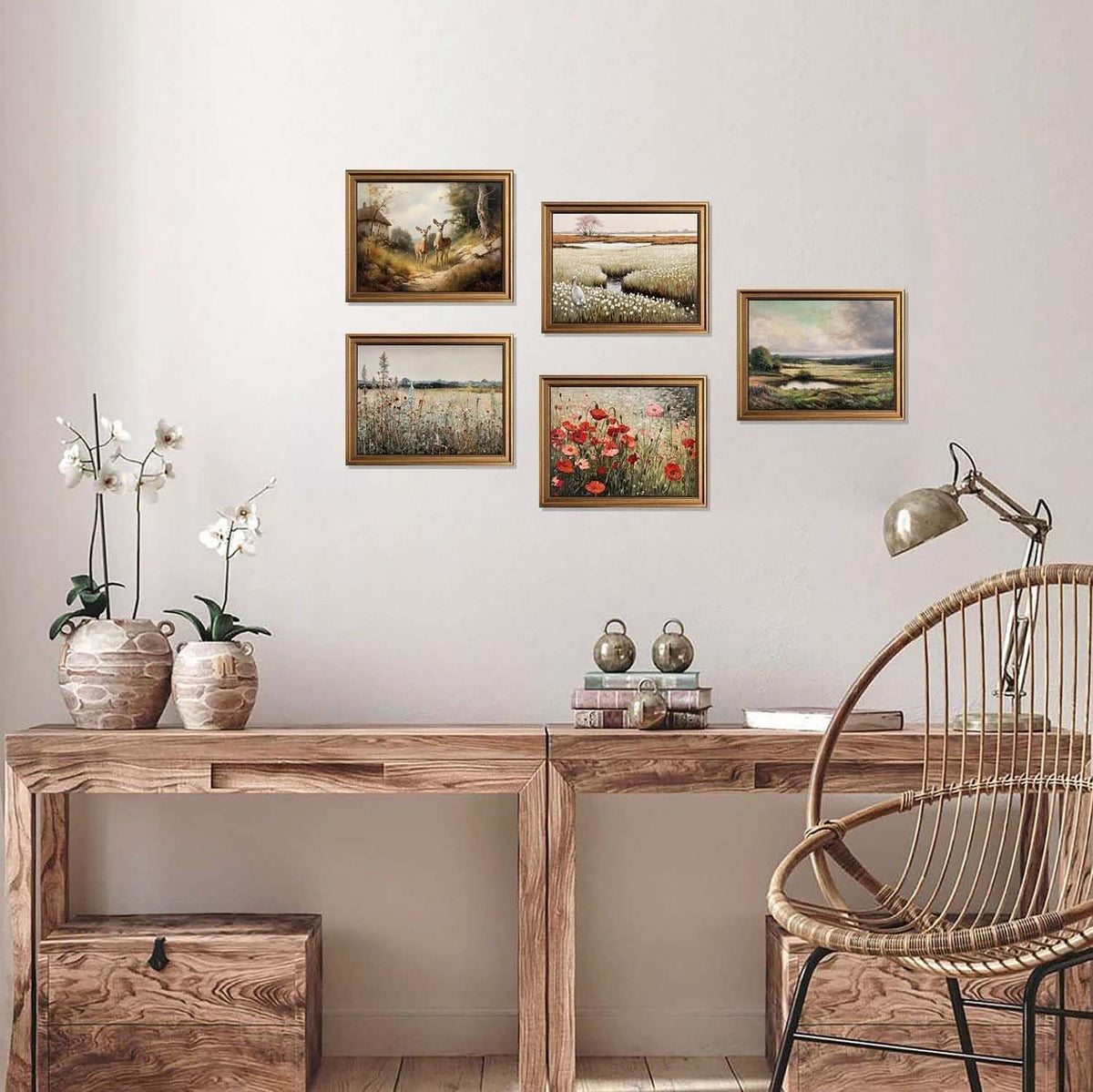 Gilded Antique Landscape Wall Art 8x10 Framed for Living Room – image 3