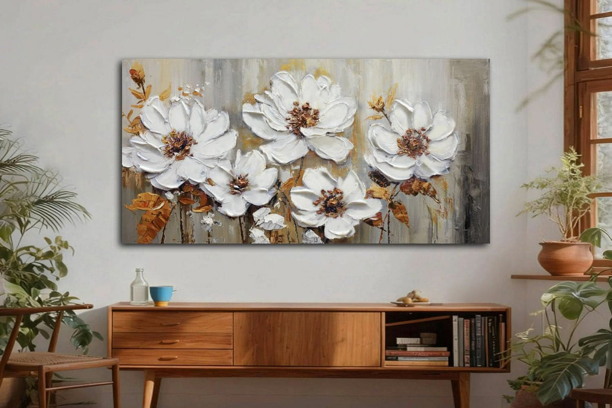 Textured Floral Wall Art 58x29 Canvas for Living Room – image 3