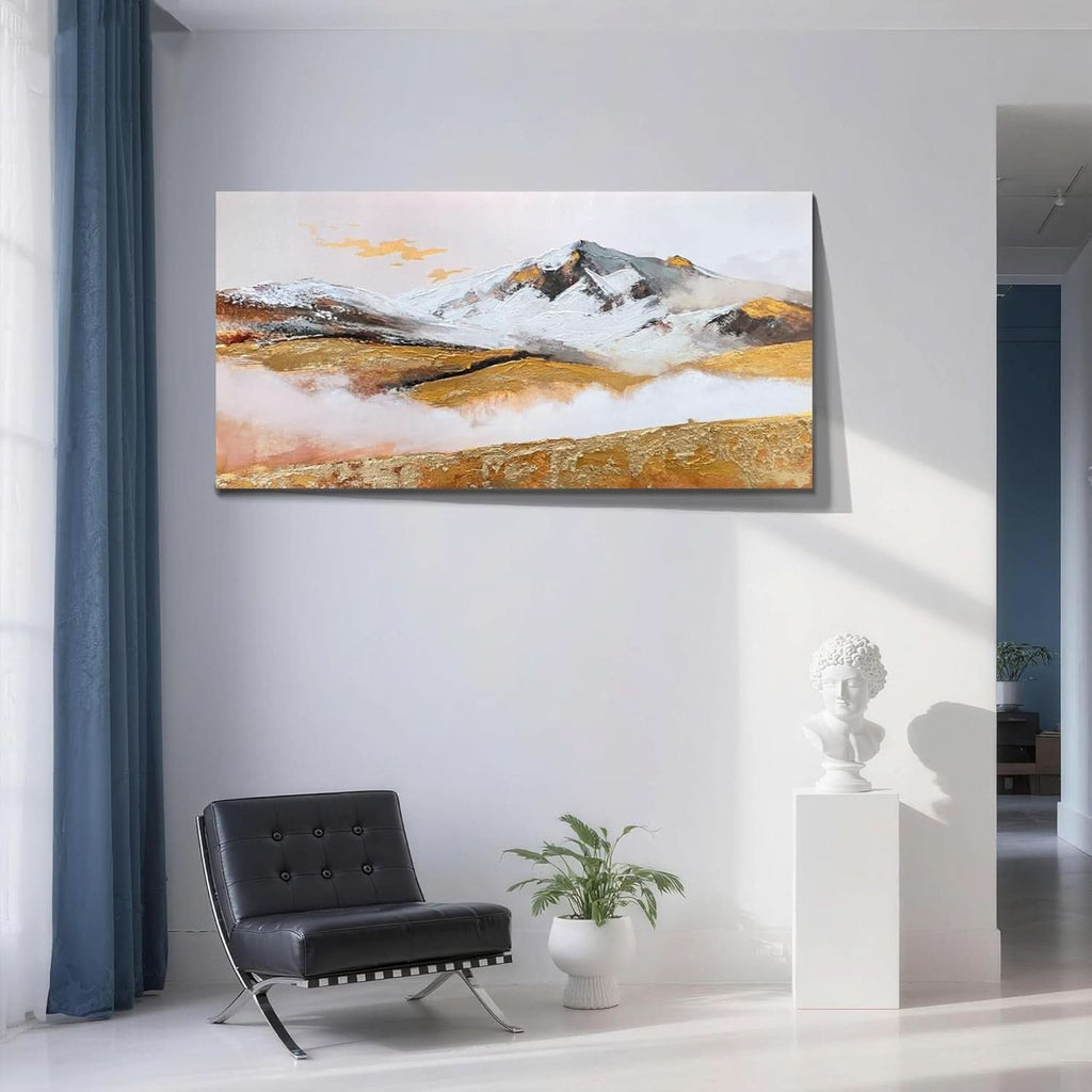 Mountain Golden Landscape Wall Art 48x24 Hand-Painted – image 3