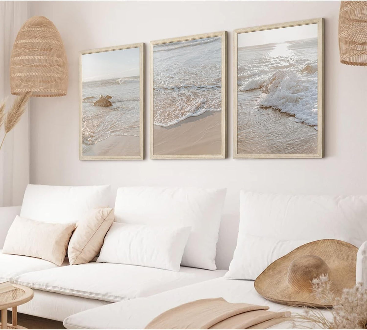 Beach Coastal Wall Art Set of 3 Framed, 16x24 in for Living Room – image 3