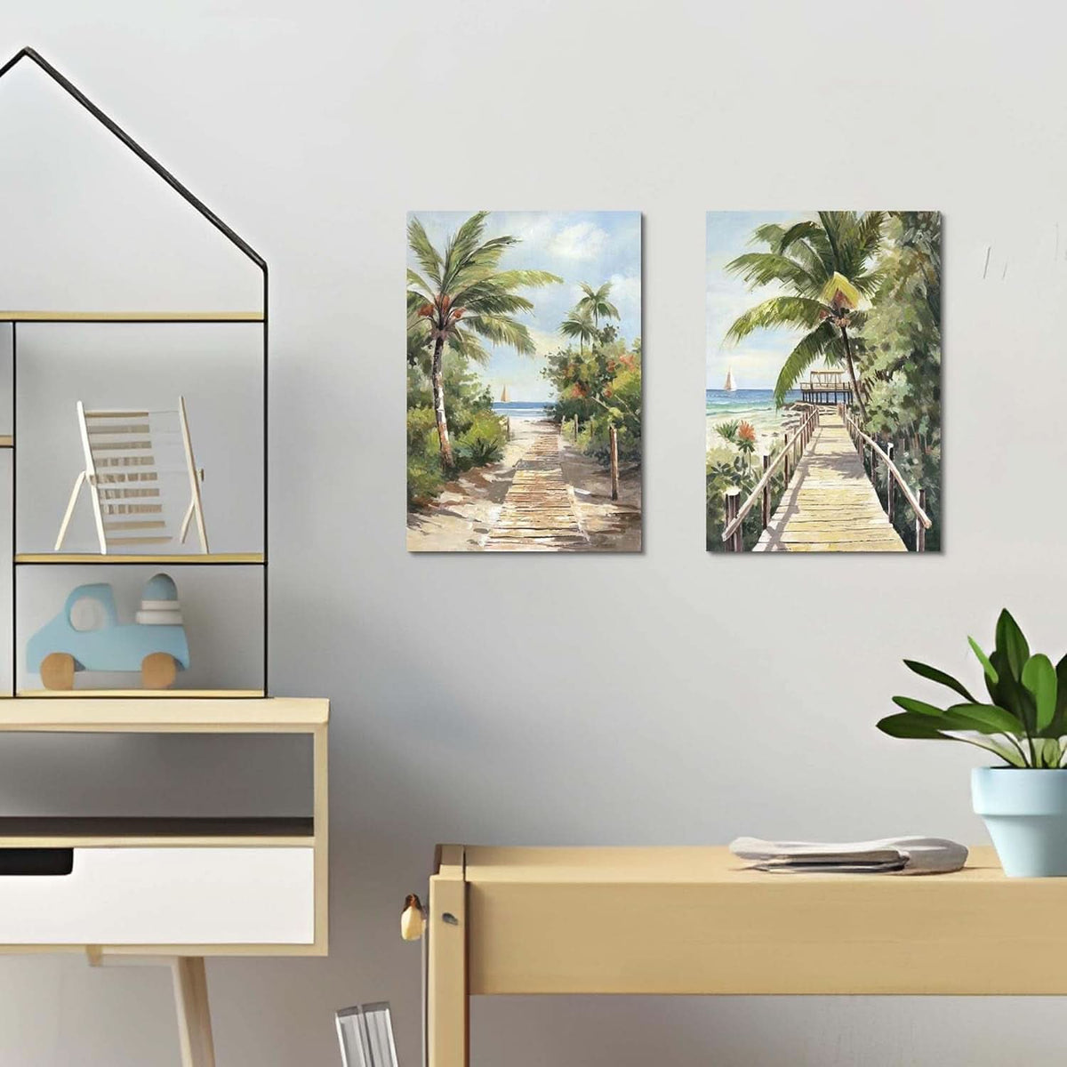 Seascape Tropical Coastal Wall Art Set of 2 Canvas, 11x16 in – image 5