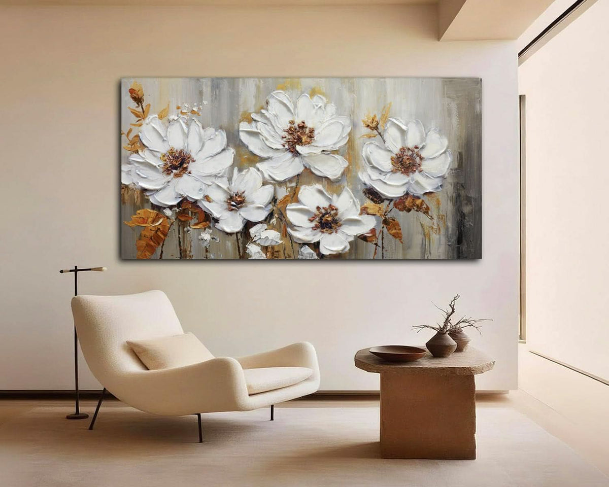 Textured Floral Wall Art 58x29 Canvas for Living Room – image 5