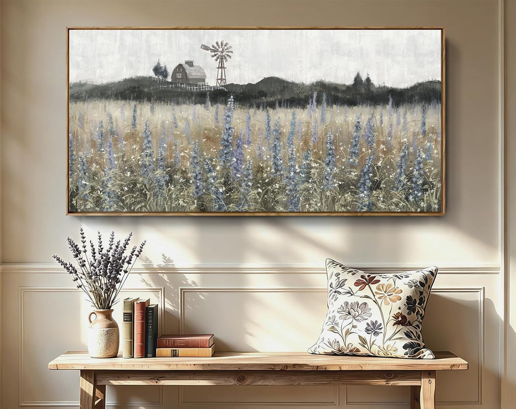 Meadow Landscape Wall Art 48x24 Purple Cerulean Canvas – image 6