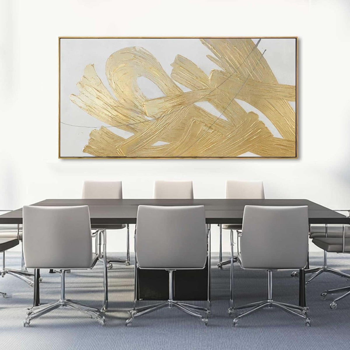 Abstract Wall Art 29x58 White Gold for Living Room – image 5