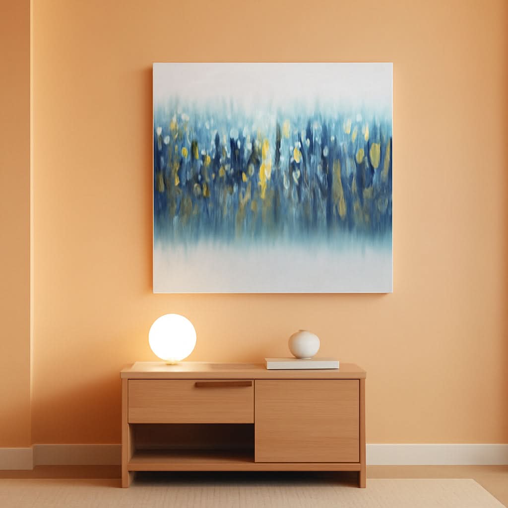 Gradient Palette Abstract Wall Art 30x60 Hand-Painted Teal Blue Canvas – main view