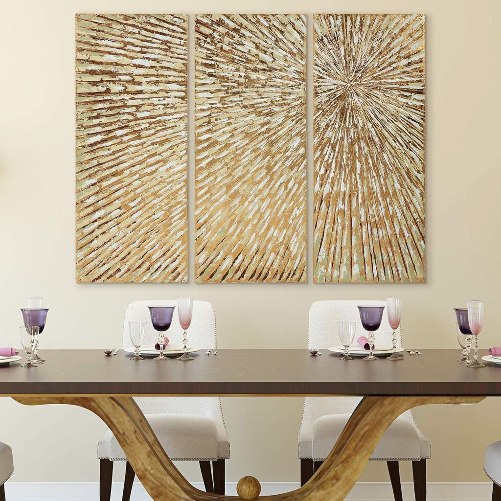 Goldleaf Triptych Textured Gold Wall Art Set of 3 Hand-Painted Canvas – image 3