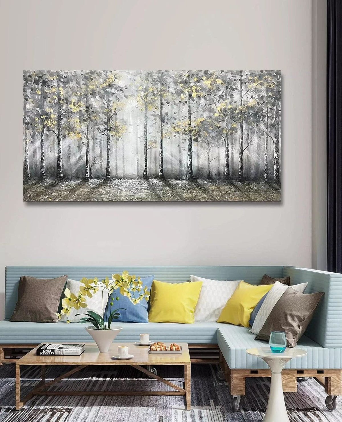 Impressionist Abstract Wall Art 30x60 Hand-Painted Gray Canvas – image 3