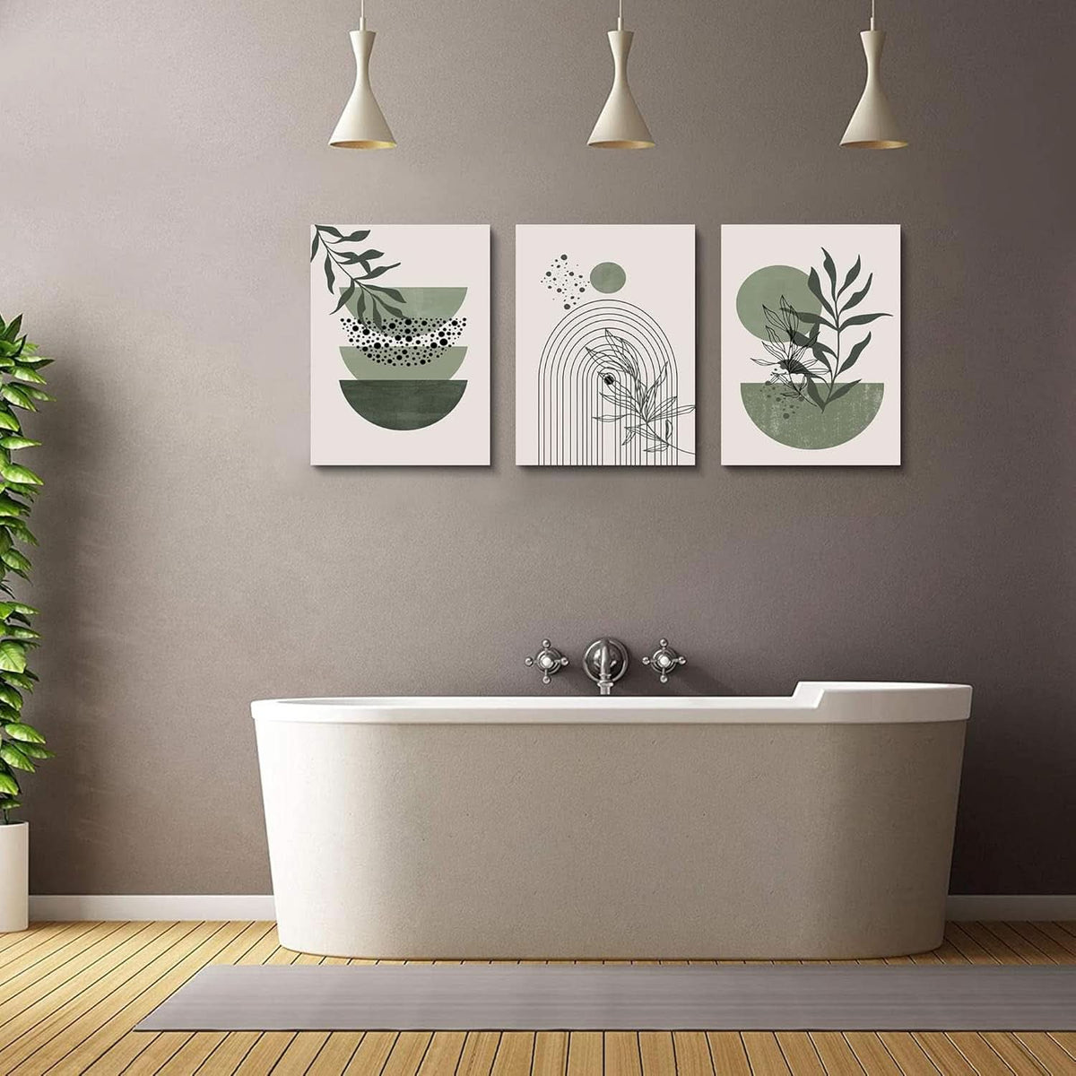 Boho Botanical Wall Art Set of 3 Framed Sage Green, 12x16 in – image 5
