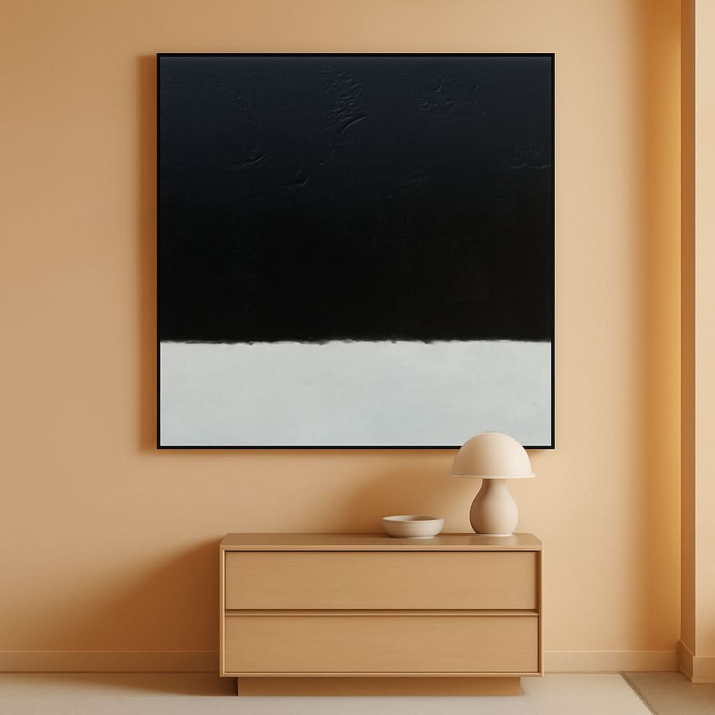 Black and White Wall Art 45x30 Hand-Painted for Living Room – main view