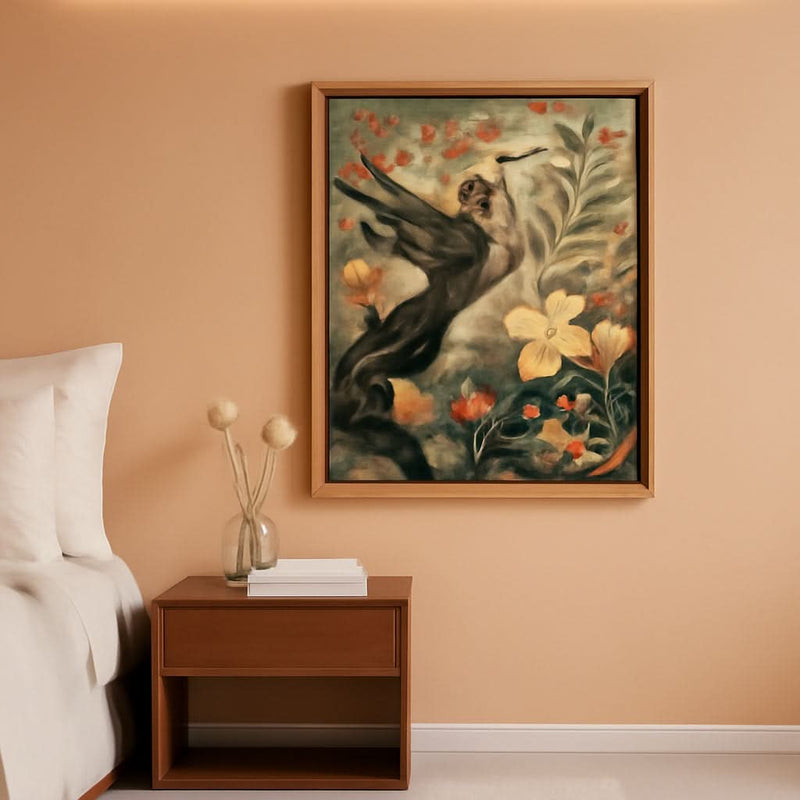 Hummingbird Wall Art 16x24 Hand-Painted Framed for Living Room – main view