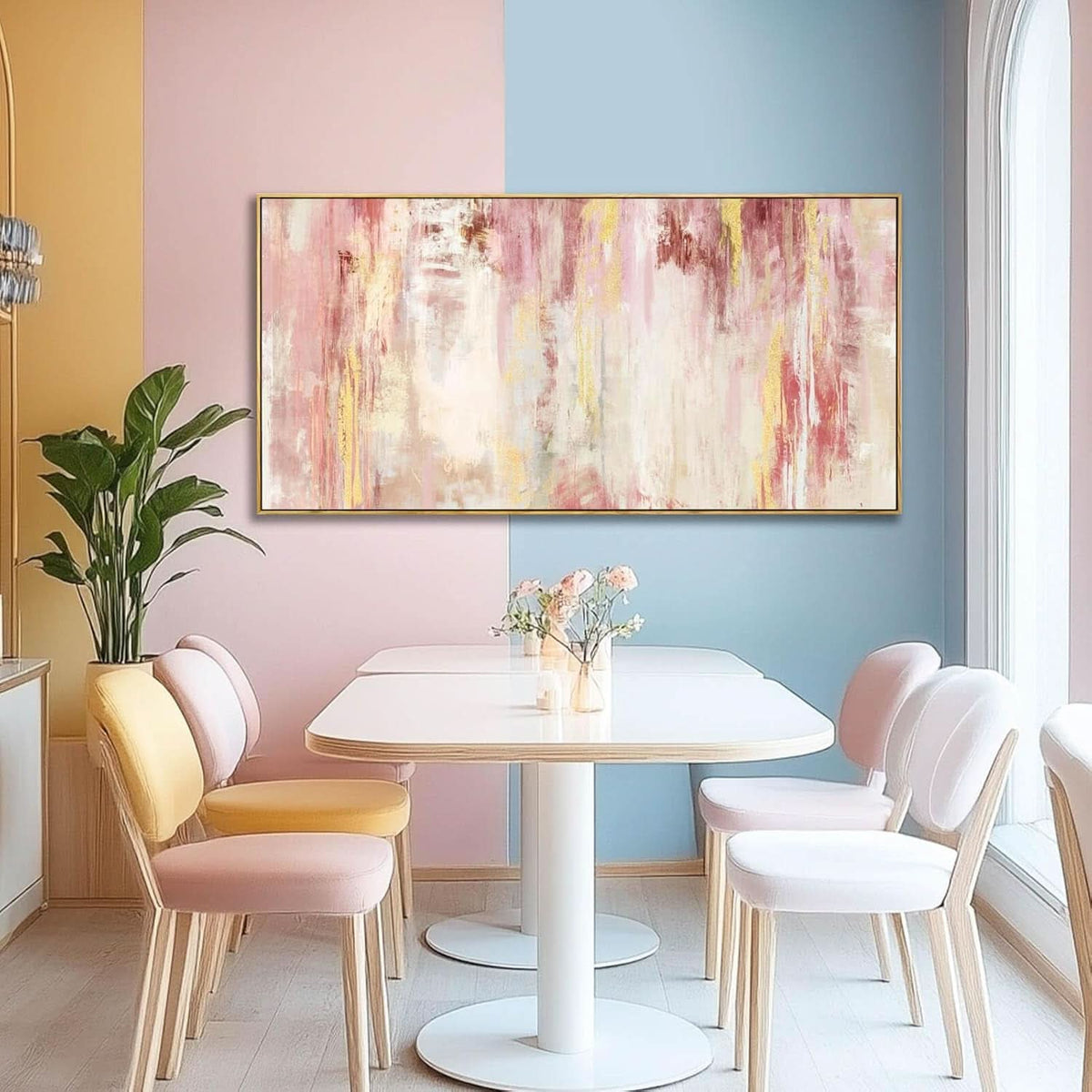 Abstract Wall Art 20x40 Framed Pink Canvas for Living Room – image 6