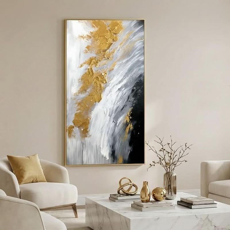 Abstract Wall Art 28x56 Hand-Painted Framed for Living Room – image 7