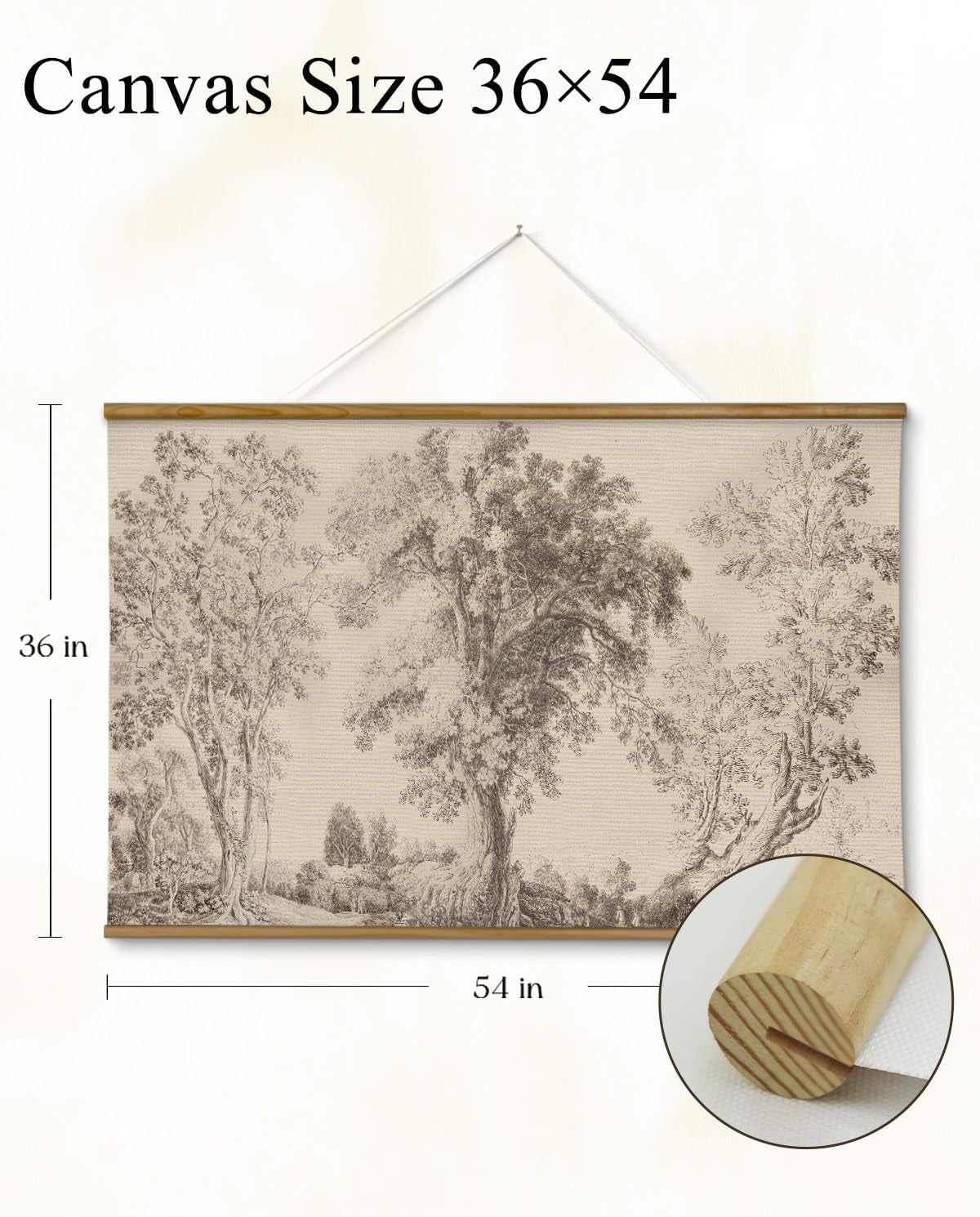 Tree Scroll Landscape Wall Art Extra Large Canvas for Living Room – image 5