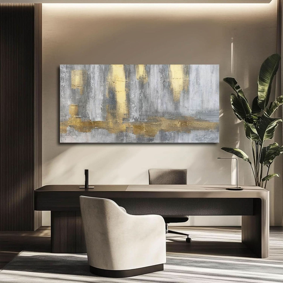 Velvet Textured Gold Wall Art 24x48 Canvas for Living Room – image 4