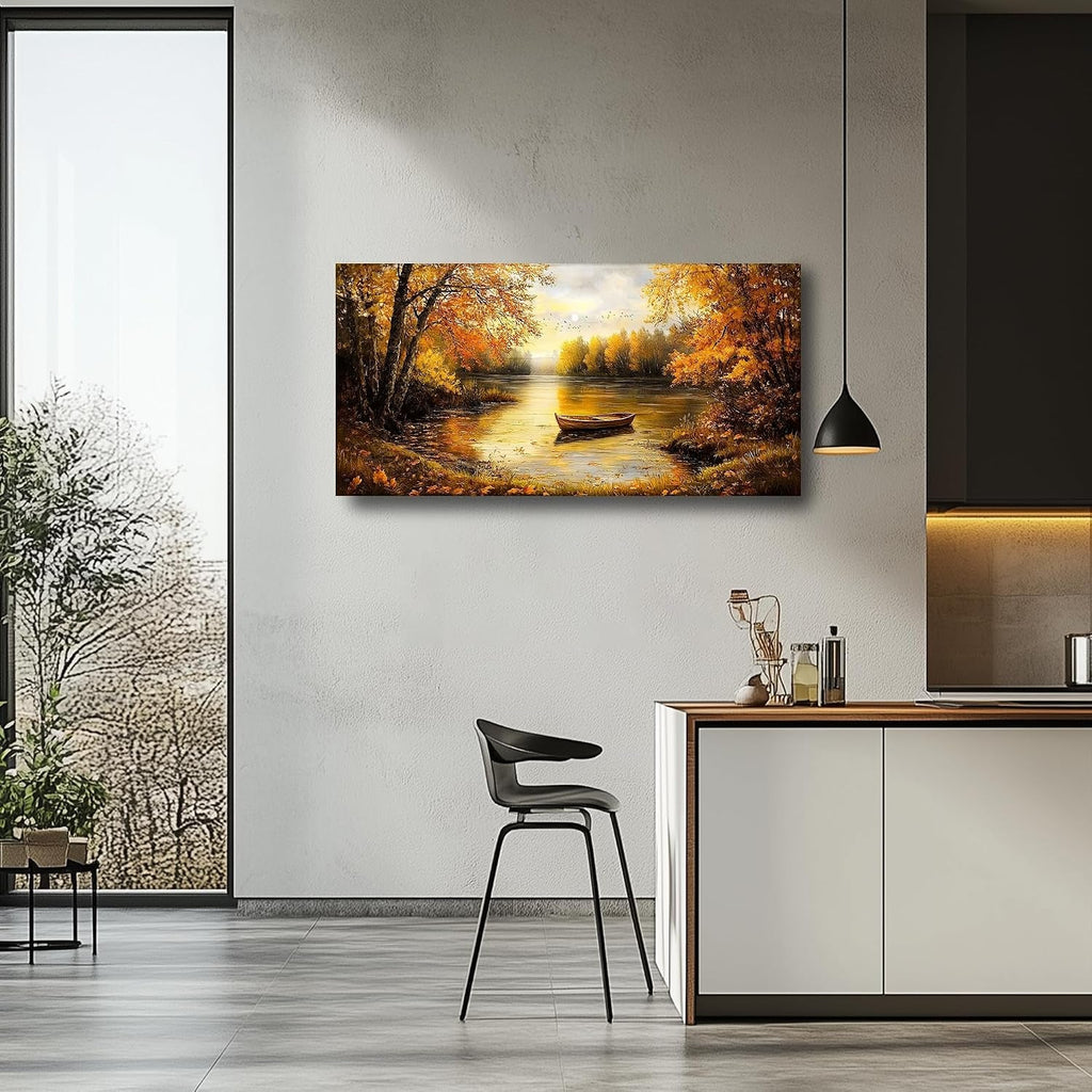 Autumn Landscape Wall Art 29x57 Gold Canvas for Living Room – image 4