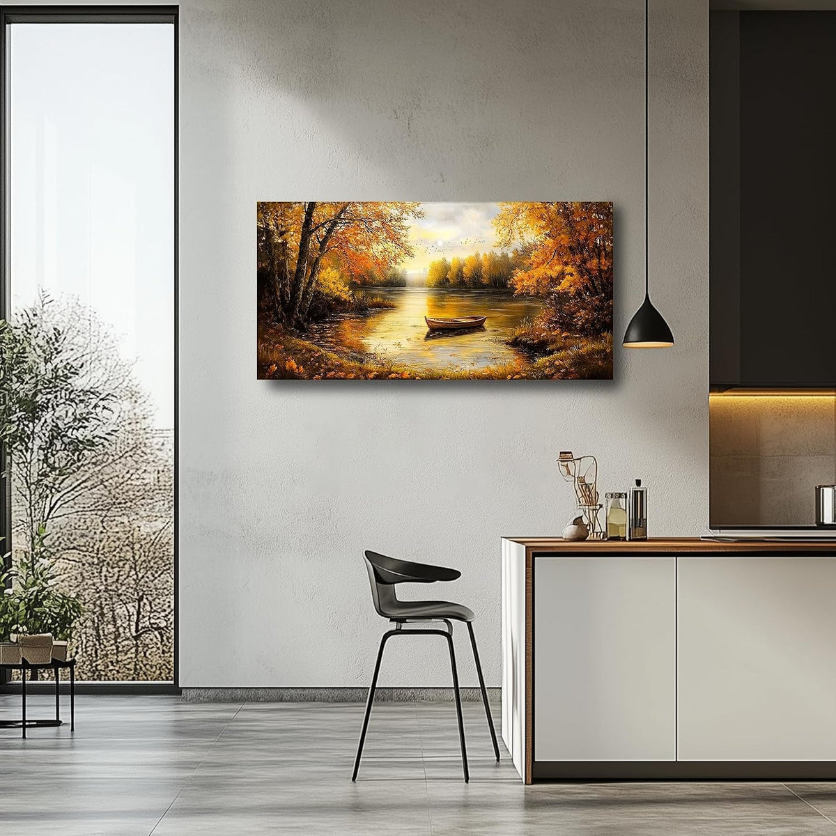 Autumn Landscape Wall Art 29x57 Gold Canvas for Living Room – image 4