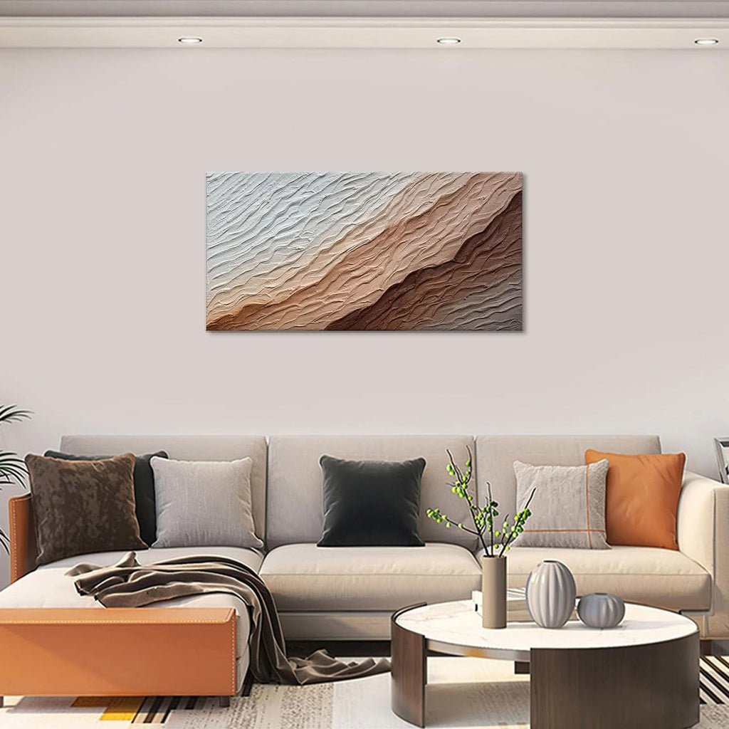 Wave Textured Coastal Wall Art 24x48 Hand-Painted for Living Room – image 4
